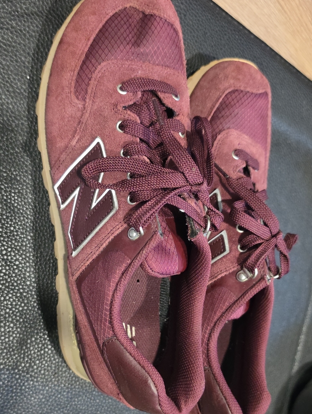 New Balance Burgundy Suede & Mesh Running Sneakers
